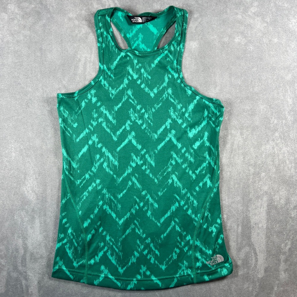 The North Face Womens FlashDry Green Chevron Racerback Athletic Tank Top‎ XS